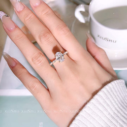オーバル ゴールド 高炭素ダイヤモンド キラキラ ゴージャス ラグジュアリー白 ホワイト 指輪 リング シンプル 3枚目の画像