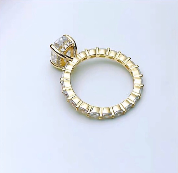 オーバル ゴールド 高炭素ダイヤモンド キラキラ ゴージャス ラグジュアリー白 ホワイト 指輪 リング シンプル 17枚目の画像