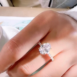オーバル ゴールド 高炭素ダイヤモンド キラキラ ゴージャス ラグジュアリー白 ホワイト 指輪 リング シンプル 10枚目の画像