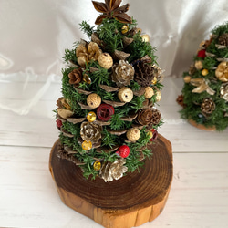 省スペースで飾れる大王松のクリスマスツリー　木の実＆ゴールドラインストーン 2枚目の画像
