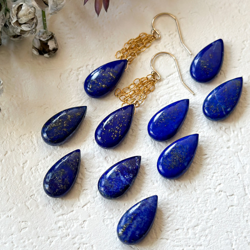 14kgf*星空石*大粒ラピスラズリのピアス／イヤリング*天然石 ピアス