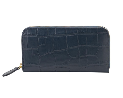 未使用 クロコダイル 長財布 レザー ネイビー ラウンドジップ リアルクロコ 革財布・革製品のビーズ屋公ちゃん。｜ラウンドジップウォレット