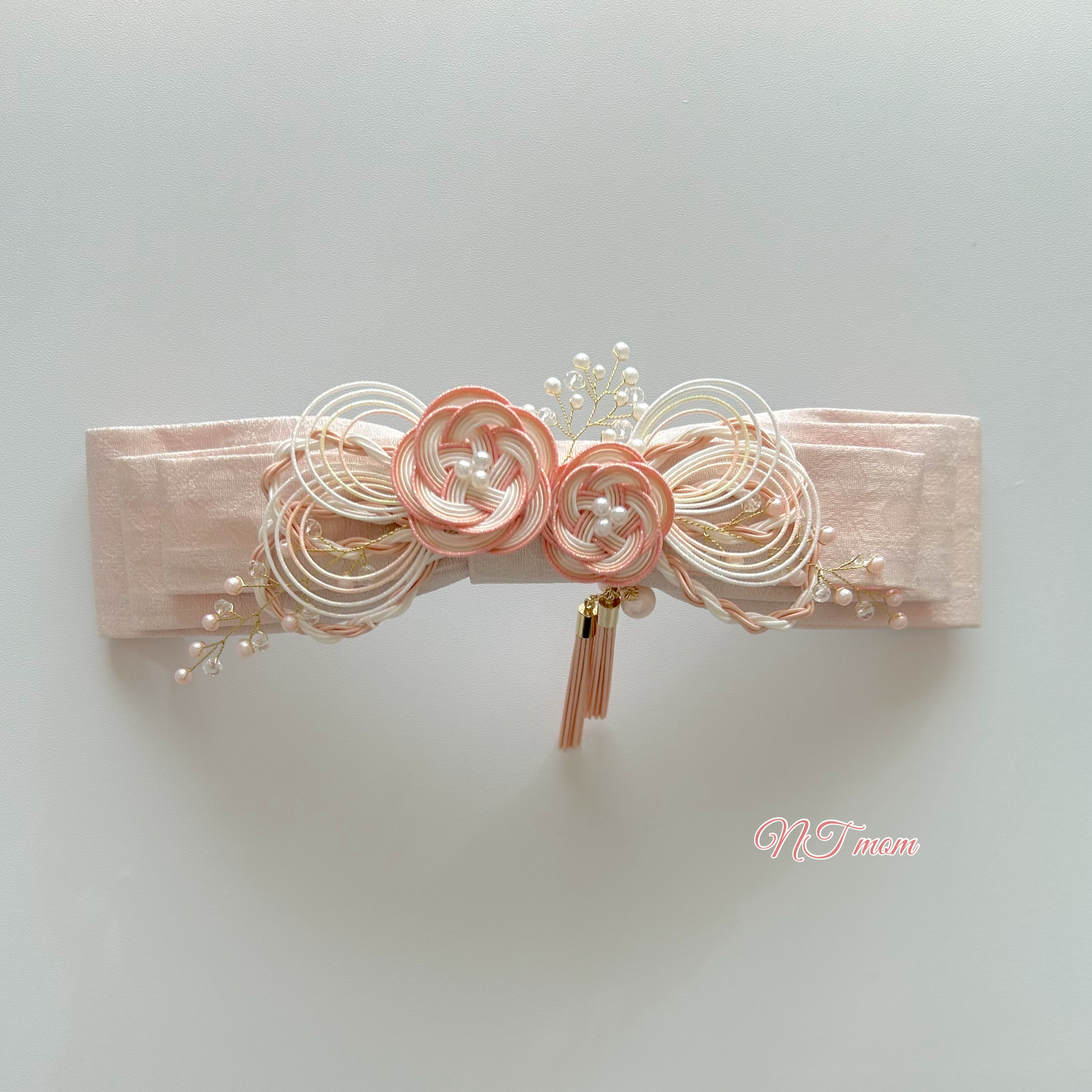 成人式結婚式卒業式・和装正絹リボン・ベビーピンク