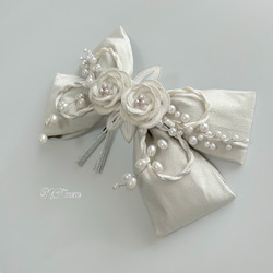 成人式結婚式卒業式・和装正絹リボン・シルバー 7枚目の画像