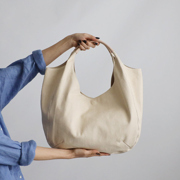 ラスト4 夏SALE 厚地 生成りデニム 牛革レザー 2wayトート