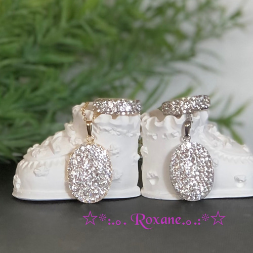 クリスタル スワロフスキー ネックレス オーバル 型 キラキラ輝く