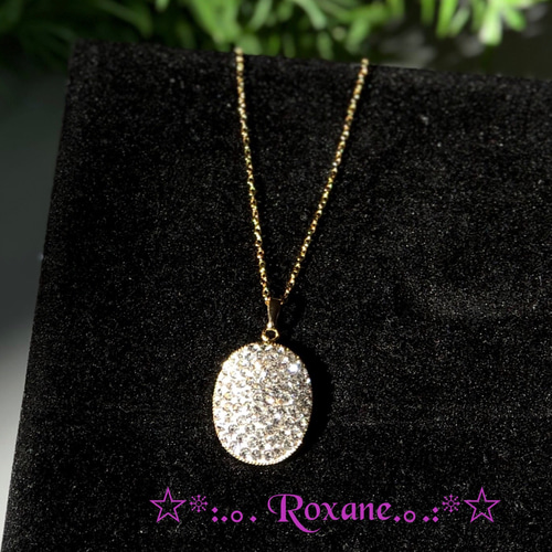 クリスタル スワロフスキー ネックレス オーバル 型 キラキラ輝く