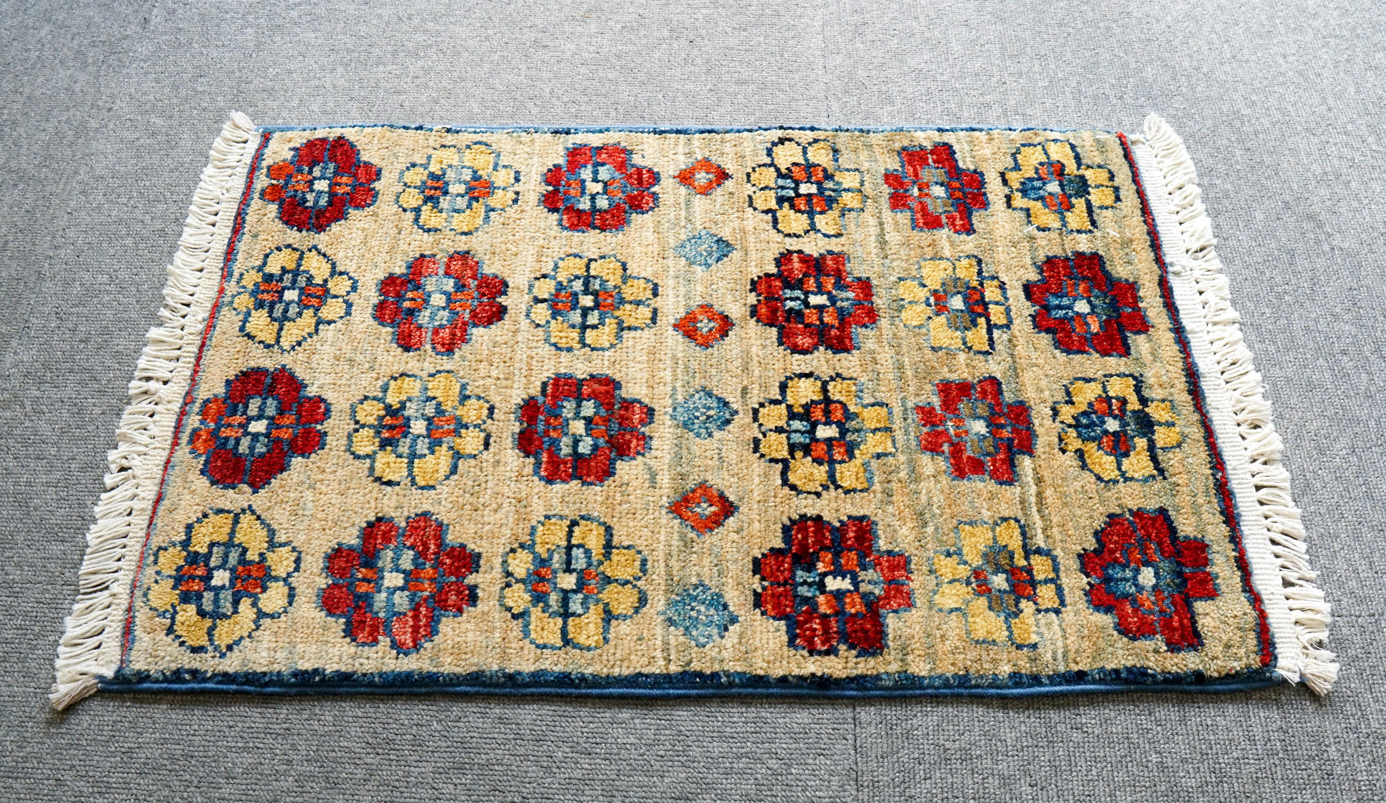60×39cm アフガニスタン手織り絨毯 ギャッベ ギャッベ アフガニスタン手織り絨毯 60×39cm