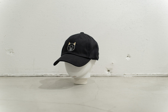 【キャップ　わんこ　black】帽子 レディース メンズ ユニセックス 刺繍 ワンポイント イニシャル ブラック 黒 5枚目の画像