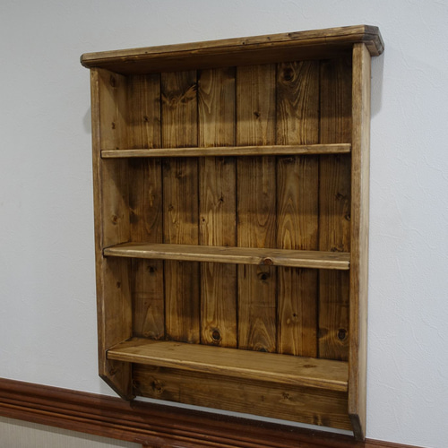 ジャパンヴィンテージ 古い無垢のウォールシェルフ 楔式 壁掛け 飾り棚 3段 楽天市場】ウォールシェルフ おしゃれ 木製 アイアン 壁掛け棚