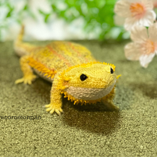 あみぐるみフトアゴヒゲトカゲ 黄色 あみぐるみ Chicoromonpan shop