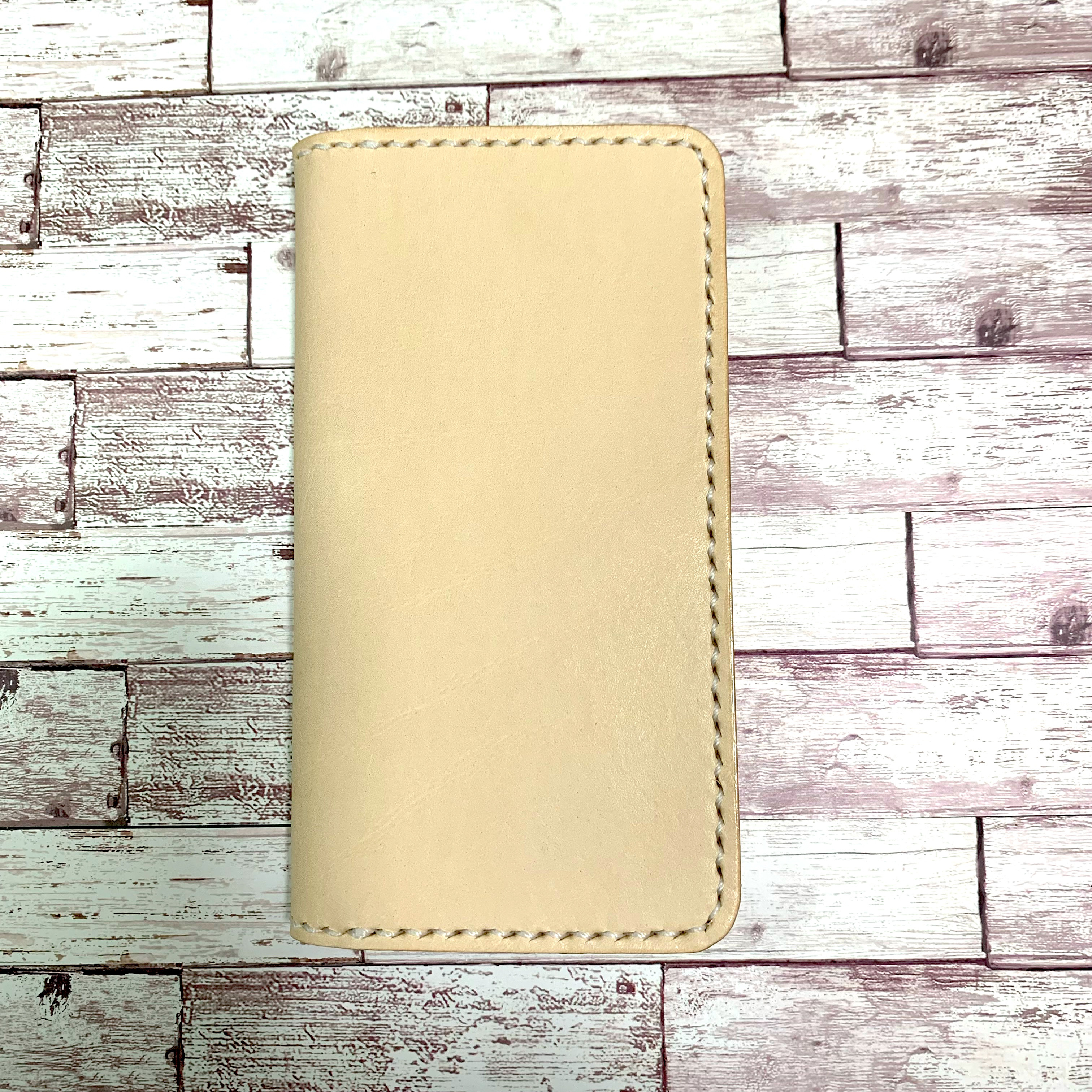 2枚ポケット付き　ヌメ革　ナチュラル　iPhoneケース　手帳型　本革 2枚ポケット付き ヌメ革iPhoneケース ナチュラル スマホケース