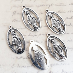 増量】10個 大 マリア メダイ メダル キリスト 宗教 ロザリオ パーツ