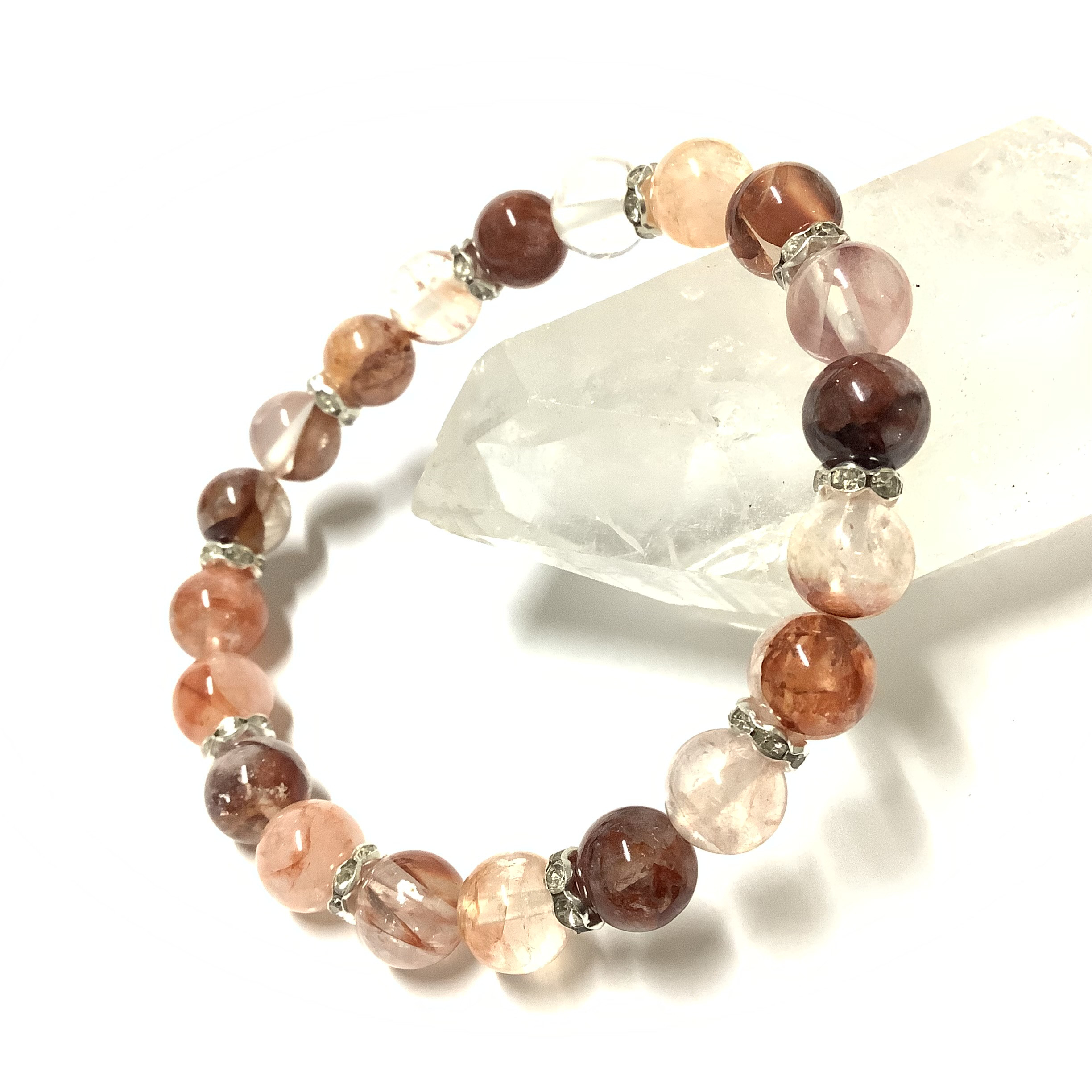 レア！数量限定☆身に付けるお守り ヒーリングストーン 天然石 レッドヘマタイトインクォーツ ブレスレット ①