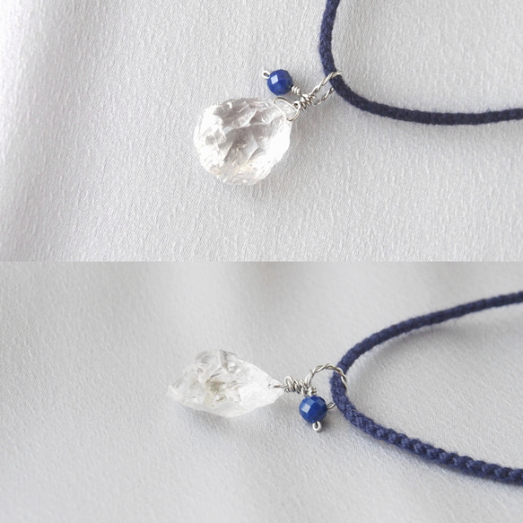 Rough Rock Ice Pendant（クリスタル×ラピスラズリ）-navy- 3枚目の画像