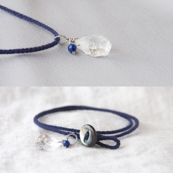 Rough Rock Ice Pendant（クリスタル×ラピスラズリ）-navy- 4枚目の画像