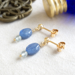 14kgf ピアス イヤリングチャーム✩.*˚ 14KGF カイヤナイトチャーム＋フックピアス【ピアス・イヤリング変更