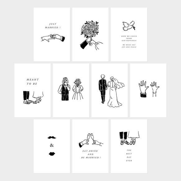 【 ポストカード 】 ウェディングイラスト 10枚 ｜ 結婚式　ウェルカムスペース 4枚目の画像