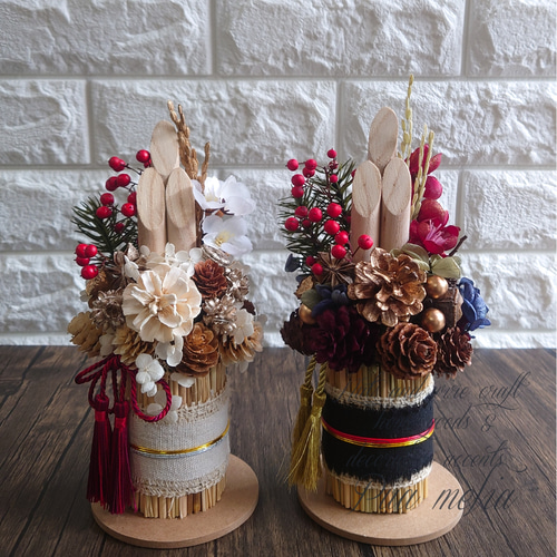 ナチュラル ホワイト の 門松 飾り ｜ 正月 正月飾り 門松 ミニサイズ