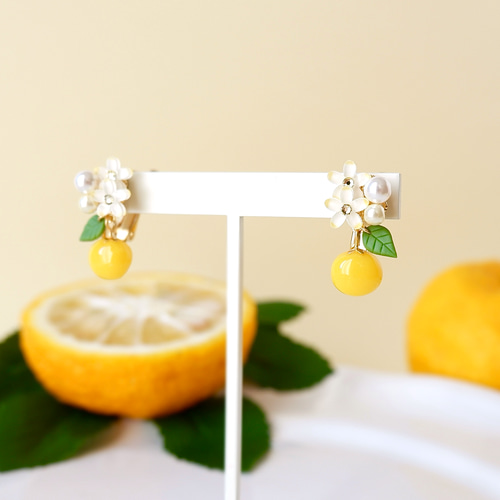 福袋・ちっちゃな柚子のイヤリング、ピアス&ネックレス・受注