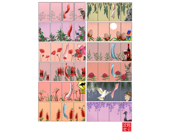 Hanafuda BonsaiGirl Cards (Australia) オーストラリア花札盆栽女子のカードセット 2枚目の画像