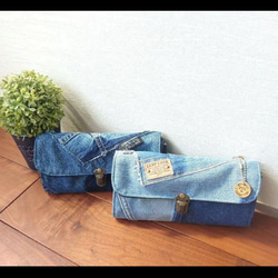 No.374【DENIM✖️ダルメシアン❤️お財布ショルダーバッグ】やりくり財布❇️DENIM wallet 2枚目の画像