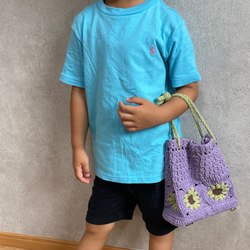 2wayリュック ハンドバッグ  鍵編みバッグ  親子でお揃い　子供リュック　かごバッグ　ショルダーバッグ　グラニー 4枚目の画像