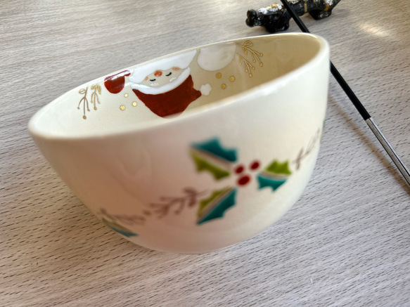 クリスマス ひょっこりサンタさん♪ 抹茶茶碗 茶碗・めし碗 清香