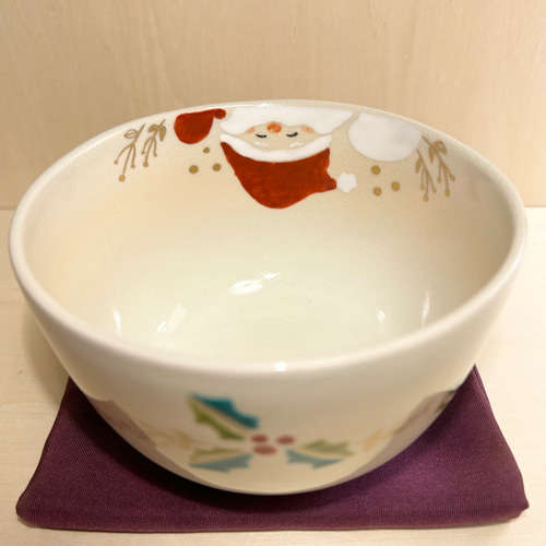 クリスマス ひょっこりサンタさん♪ 抹茶茶碗 茶碗・めし碗 清香