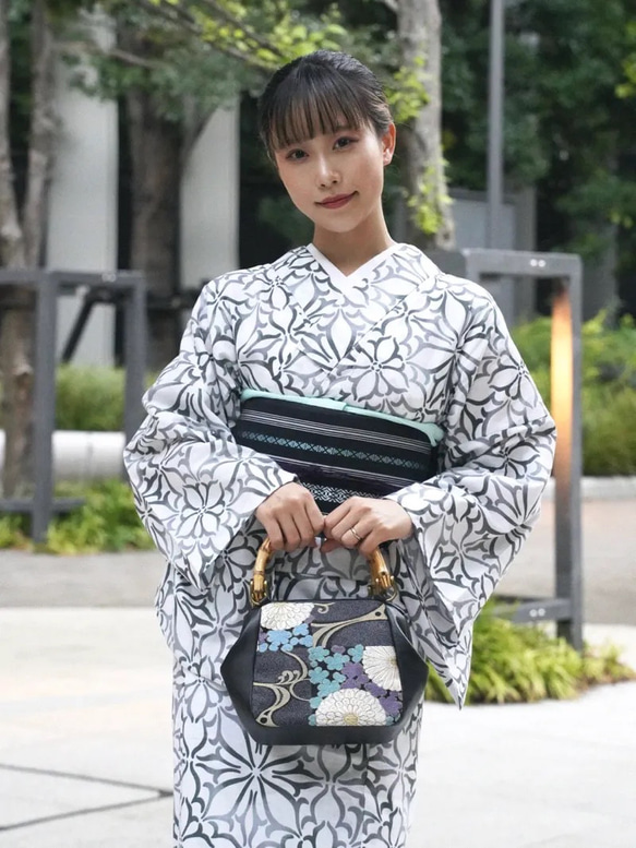 西陣織とスムースレザーのニュームバッグ 