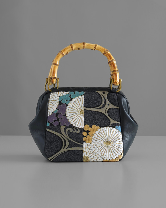 西陣織とスムースレザーのニュームバッグ 