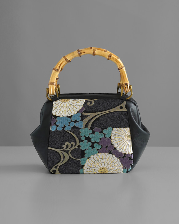 西陣織とスムースレザーのニュームバッグ 