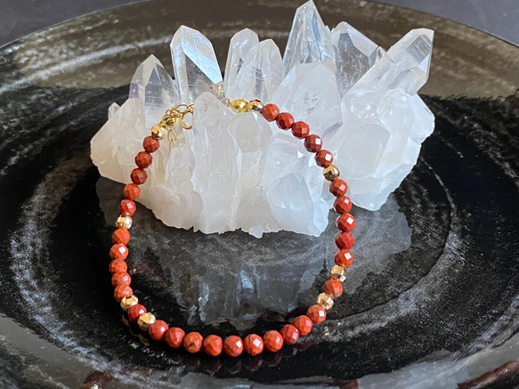 レッドジャスパー天然石ブレスレット 生命力・生きる力 9枚目の画像