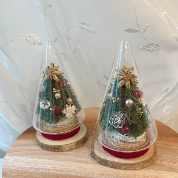ガラスドームのクリスマスツリー　ナチュラルクリスマス　クリスマスツリー　北欧　置き型 2枚目の画像