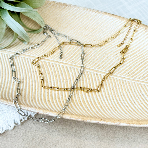 錆びない！】チャンキーチェーンネックレス (ゴールド/シルバー