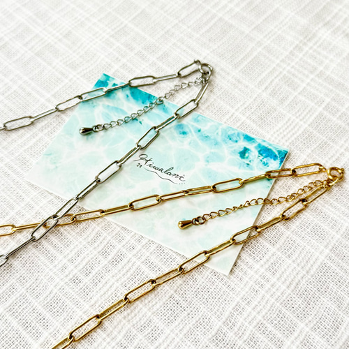 錆びない！】チャンキーチェーンネックレス (ゴールド/シルバー