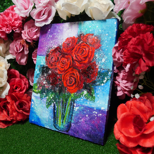 油絵 絵画 【薔薇】 絵画 HR 通販 16999156｜Creema(クリーマ)