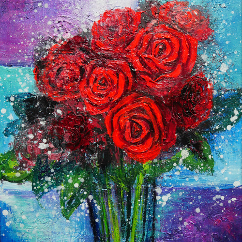 油絵 絵画 【薔薇】 絵画 HR 通販 16999156｜Creema(クリーマ)