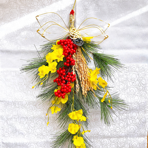 お正月飾り　お飾り　しめ飾り　しめ縄リース 超早割お正月2026】クリーマ限定デザイン 若松の稲穂スワッグ正月飾り