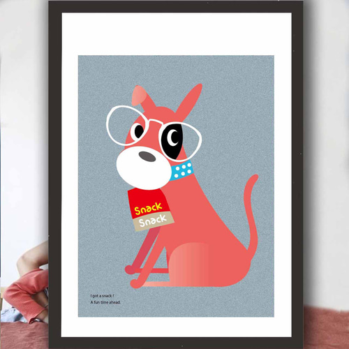 おやつのたのしい時間 犬 イラスト ポスター A4 A3 A2 A1 アート