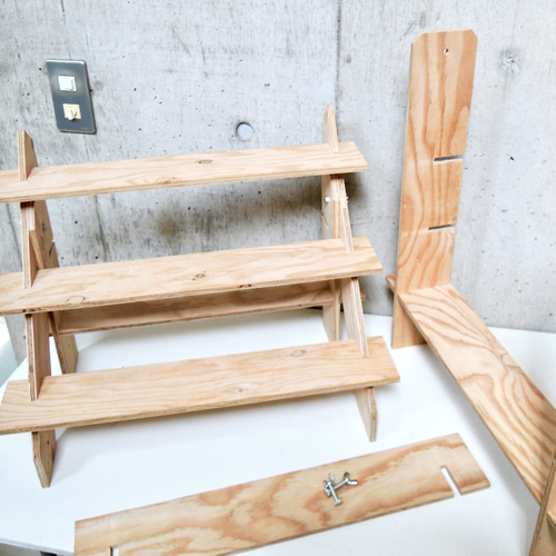什器 ひな壇スリム5段/背面1段/50幅/普通合板〈上質材〉2Way イベント