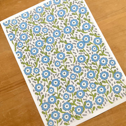 A4サイズ包装紙/ラッピングペーパー　青い花 2枚目の画像