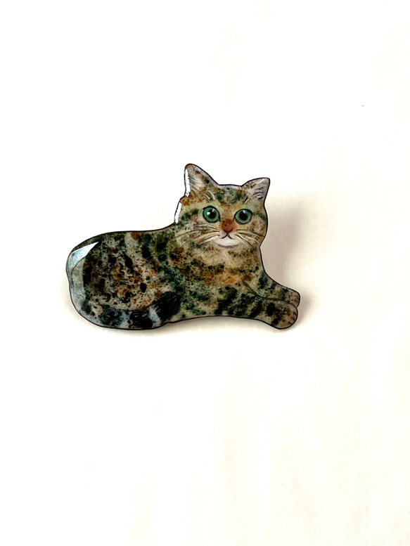 しっぽう焼き　キジトラ猫さんのブローチ 1枚目の画像