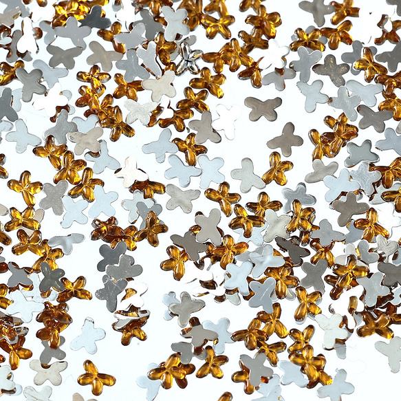 ラインストーン イエロー 蝶 3.5mm 9000粒 プラ製 ネイル デコ レジン ハンドメイド パーツ BD3474 1枚目の画像