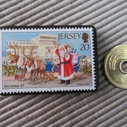 ジャージー島　クリスマス切手ブローチ 9192 3枚目の画像
