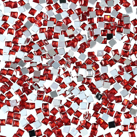 ラインストーン 2ｍｍ 赤 正方形 9000粒 スクエア ネイル デコ レジン 手芸 ハンドメイド パーツ BD3499 1枚目の画像