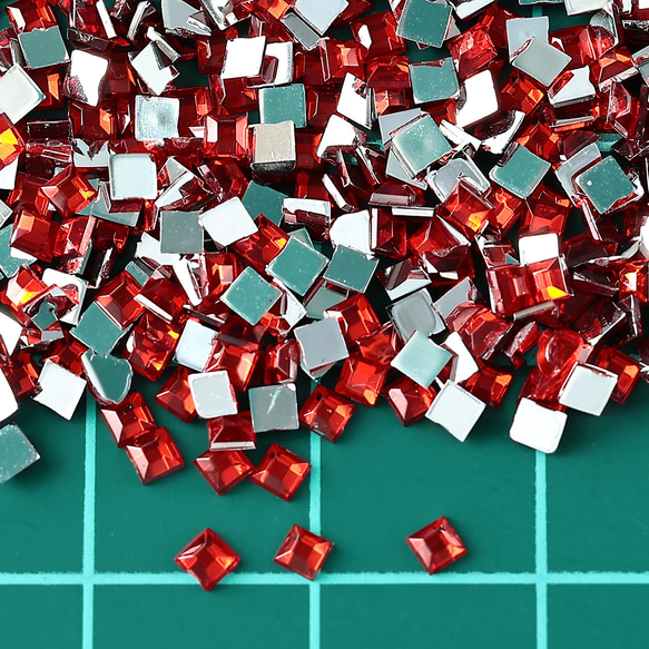 ラインストーン 2ｍｍ 赤 正方形 9000粒 スクエア ネイル デコ レジン 手芸 ハンドメイド パーツ BD3499 5枚目の画像