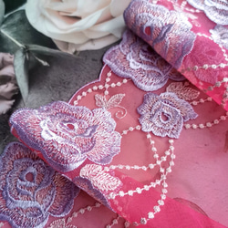 2m ラメ入りキラキラ　花柄 刺繍 チュールレース　ハンドメイド 手芸　素材　はぎれ　 4枚目の画像