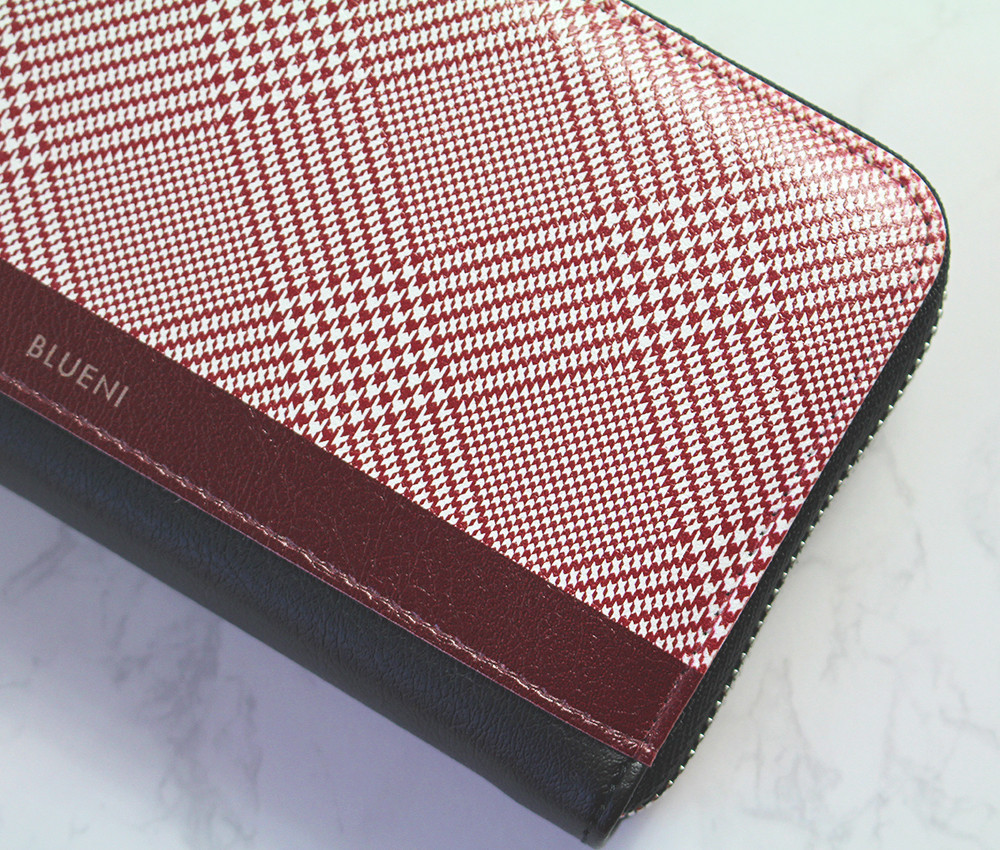グレンチェックの長財布〈ワインレッド〉〜送料無料〜