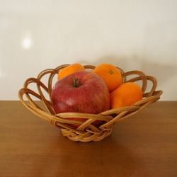 ラタン製　レトロな果物かご　【みかんかご・小物入れ・お菓子収納・インテリア】 4枚目の画像